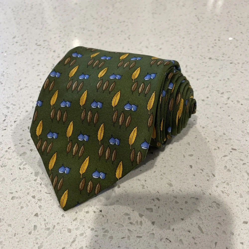 Brooks Brothers Makers Mens Luxury Silk Necktie Fall Leaves NWT